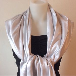 Holiday silver satin scarf/wrap
